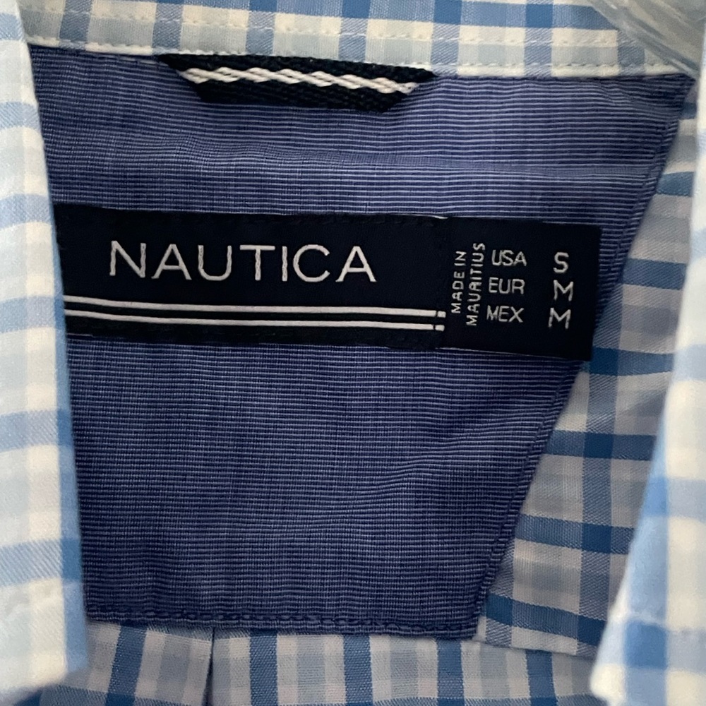 Nautica Men's Blue Plaid Button Down Shirt - Picture 3 of 5